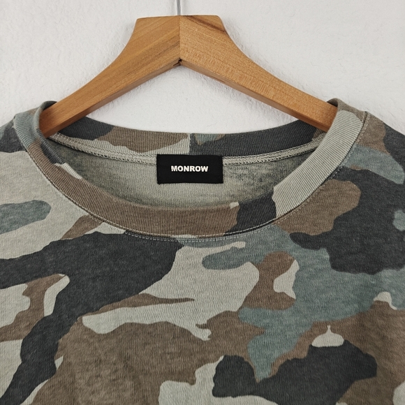 Monrow Nwot Camo Boxy Crewneck Sweatshirt Size Small Women's - Picture 6 of 12